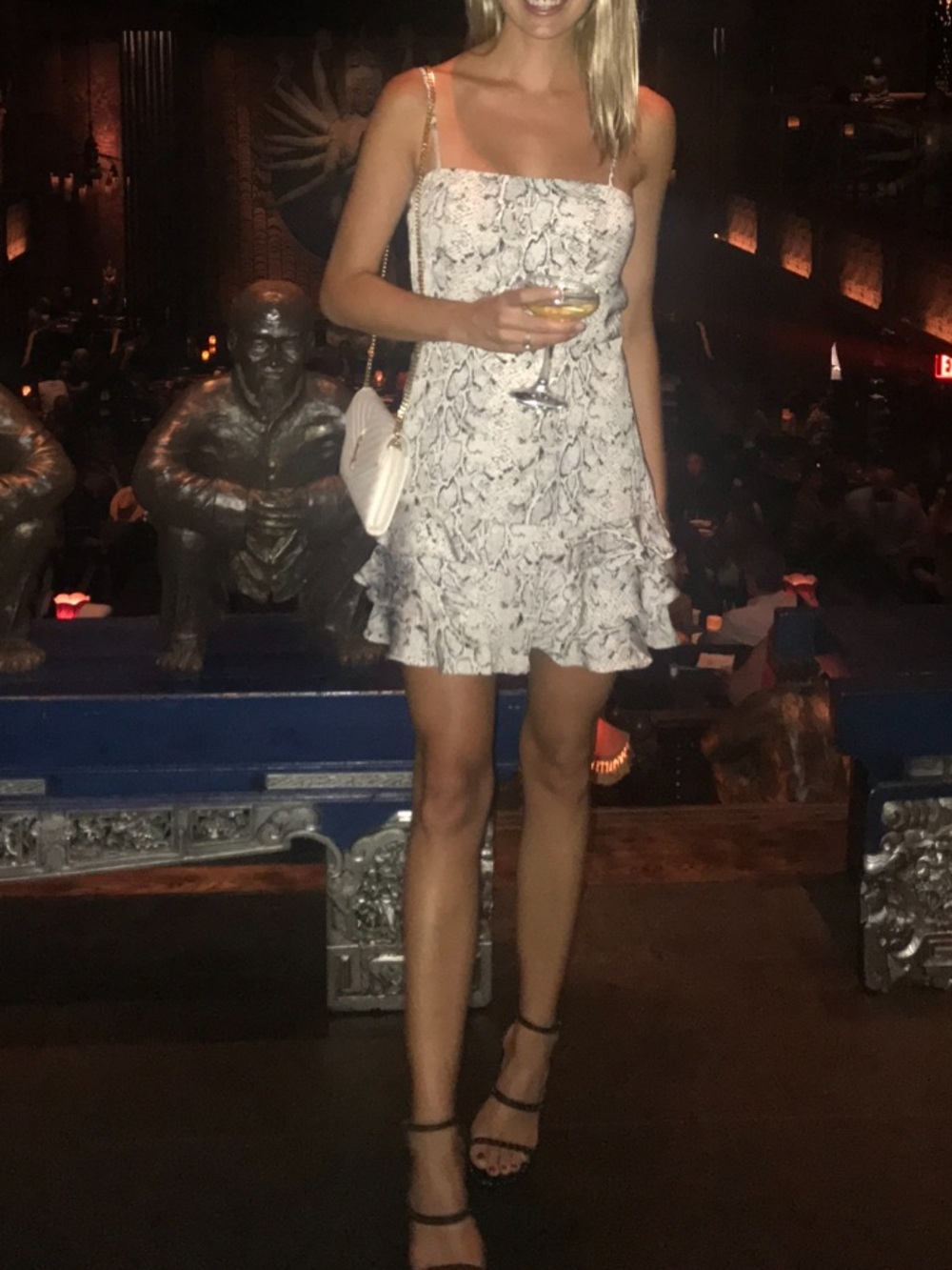 White Snake Spaghetti-Strap Mini Dress